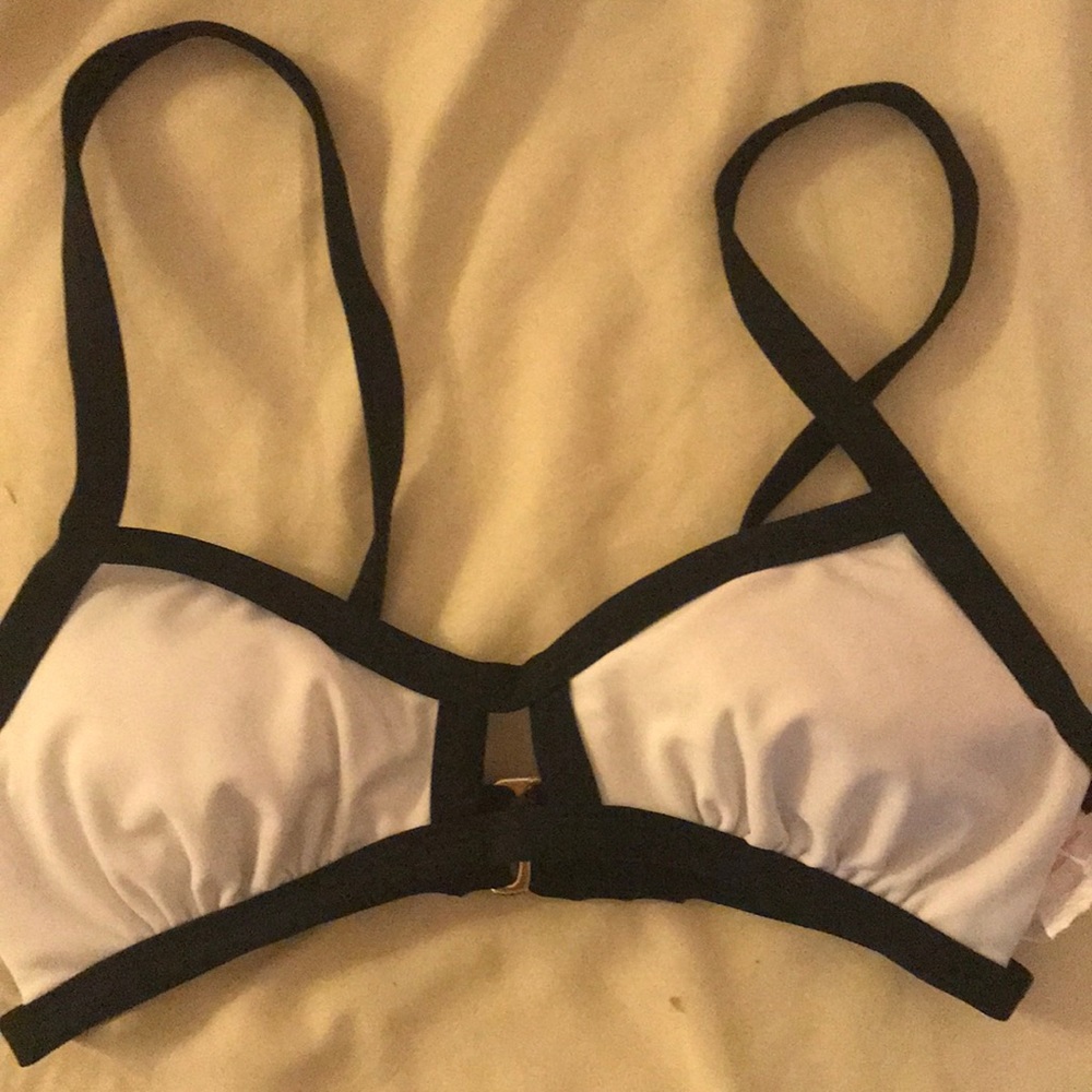 White & Black Bikini Top- NWT